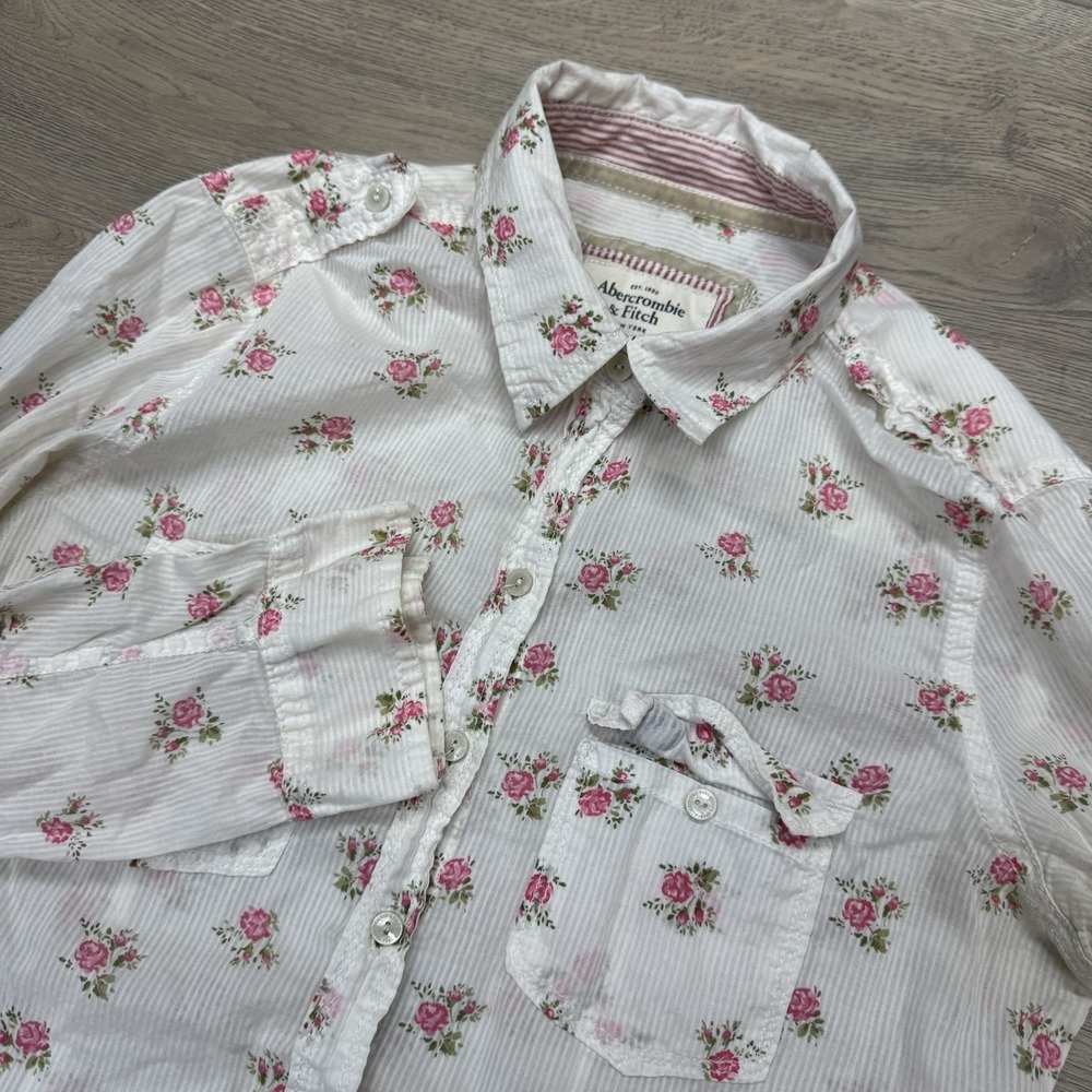 Abercrombie & Fitch Floral Lightweight Button Up Shirt L/S Sz S FAIR Y2K Grandma
